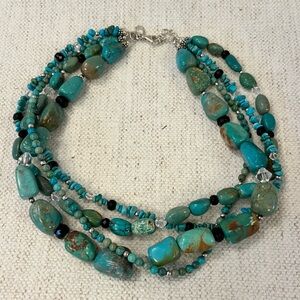 Silpada Chunky Turquoise and Obsidian Necklace (Retired)